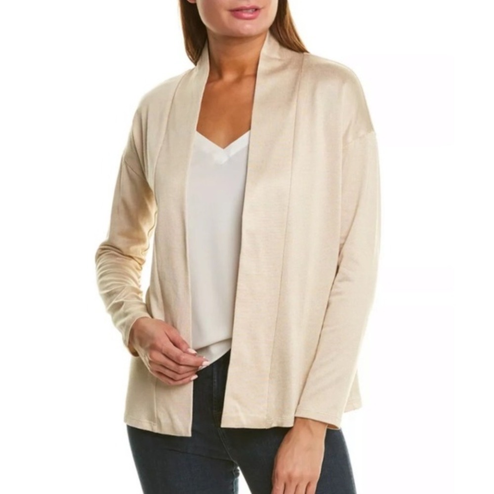 Persifor Tuckernuck Womens Open Front Cardigan Long Sleeve Layering Beige Size L